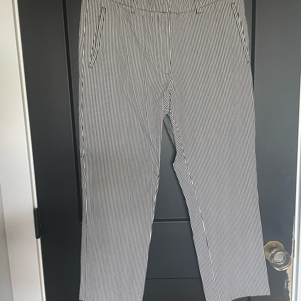 Ladies Black and White Striped Pants